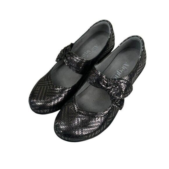 Alegria Ella Women SZ 36 Pewter Dazzle Mary Jane Pump Shoes Gray Metallic Comfy - Picture 2 of 12